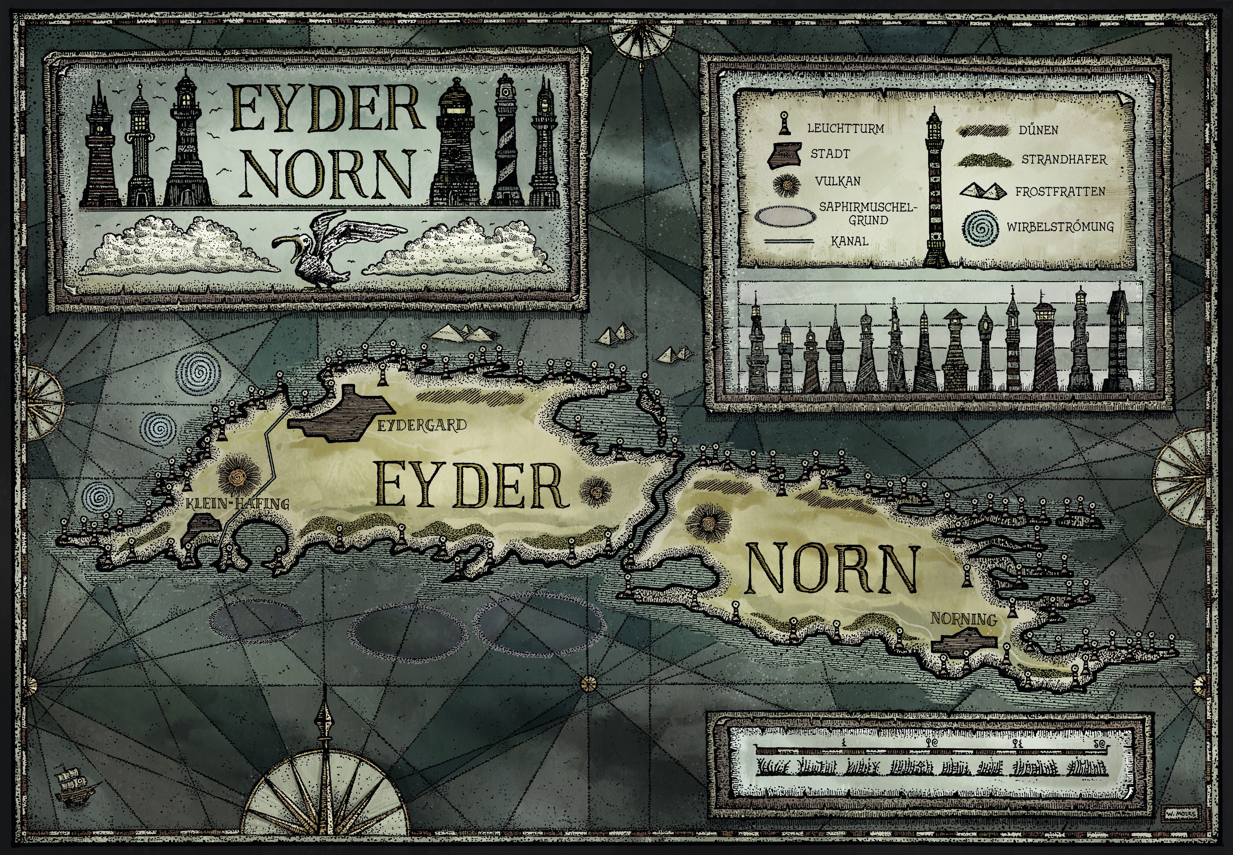 Karte von Eydernorn, Poster 80x55cm